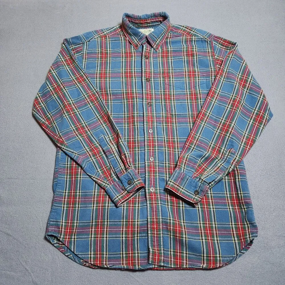 L.L. Bean Flannel Shirt Men S Plaid Long Sleeve Button Front